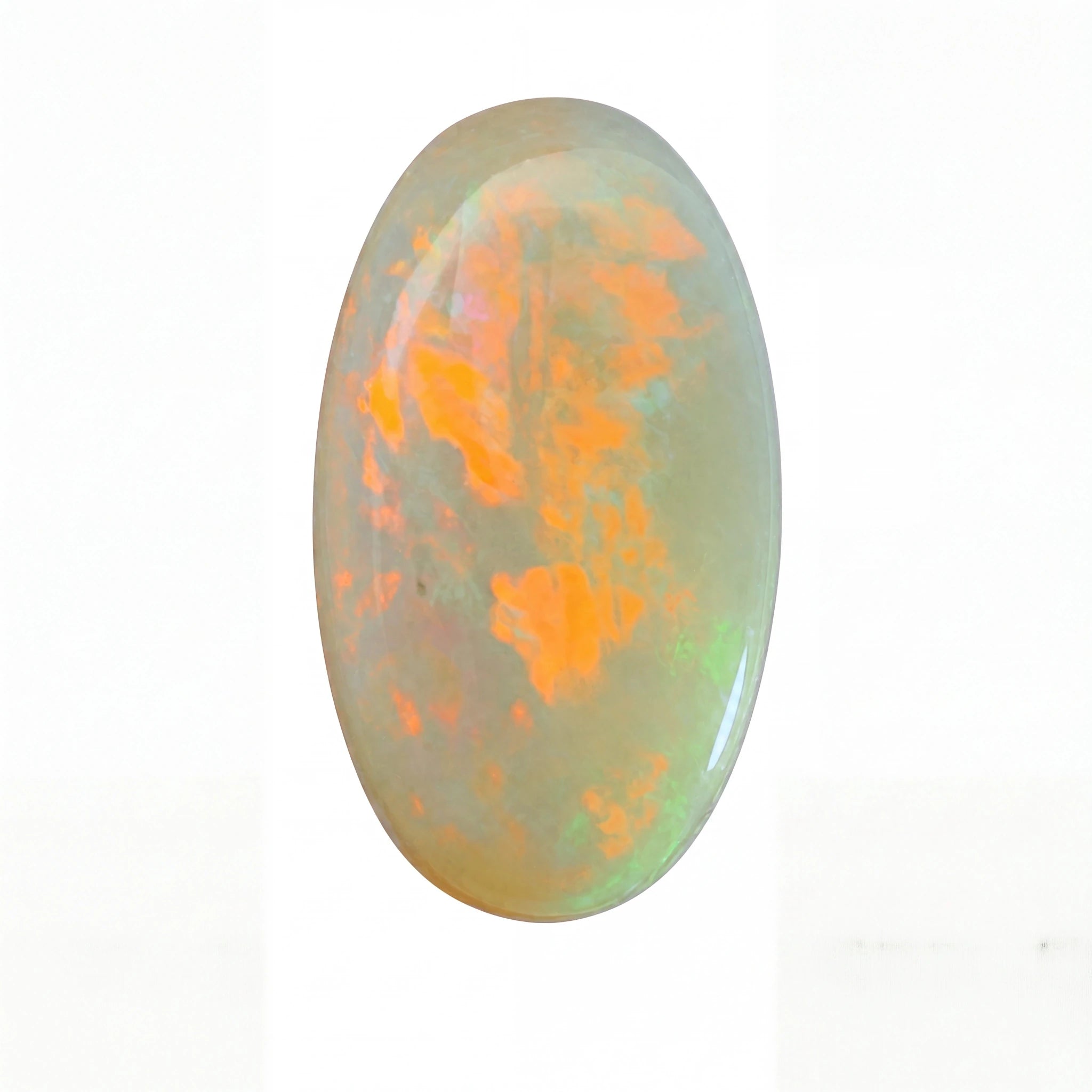 Opal stone with colourful patterns on a white background