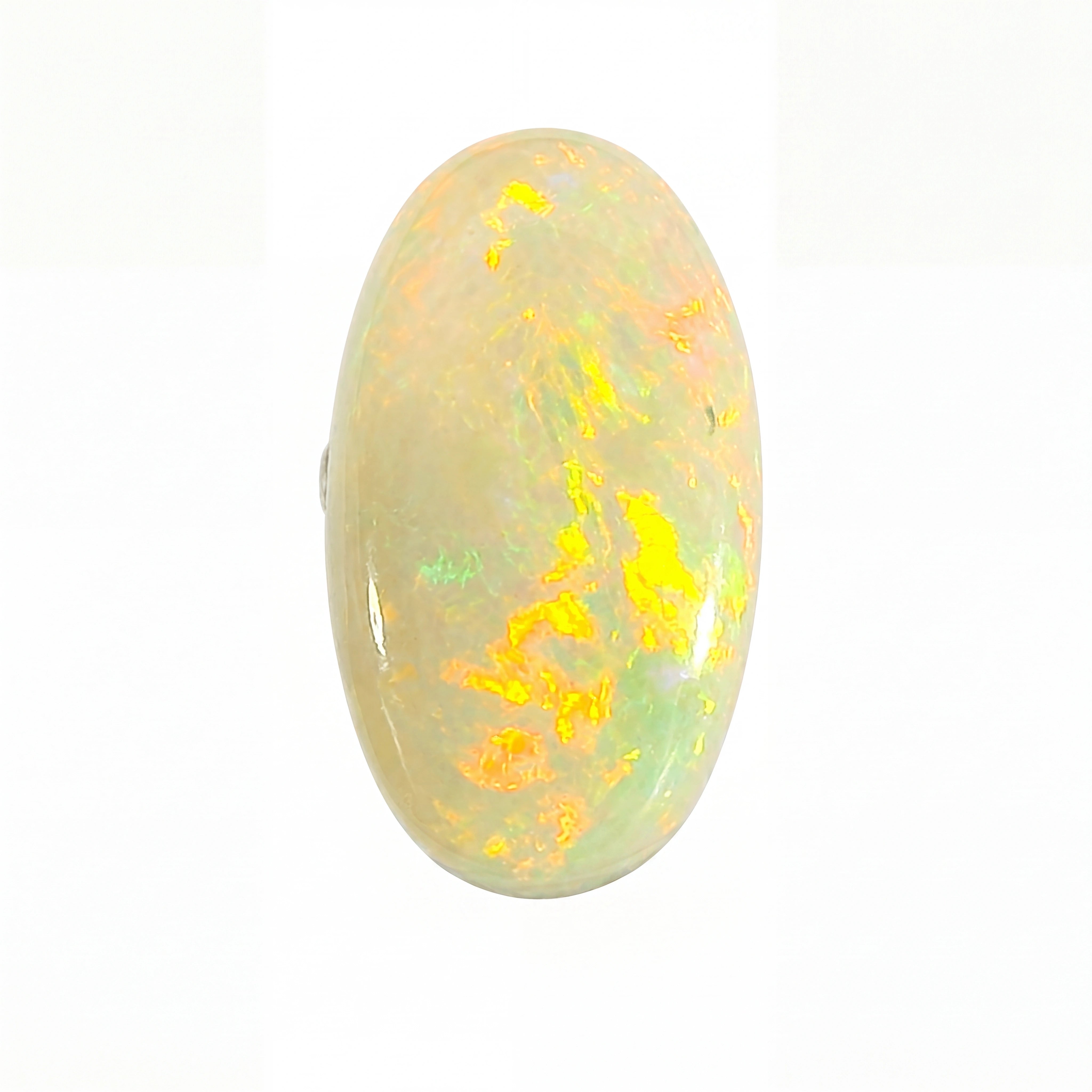 Opal stone with colourful patterns on a white background