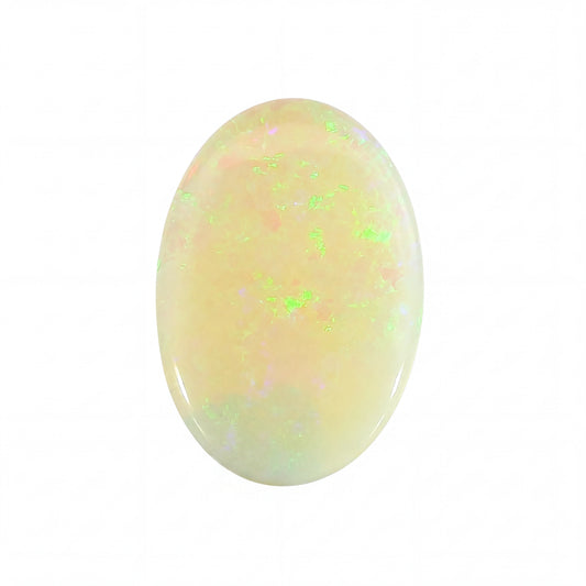 Opal stone with green fluorescence on a white background