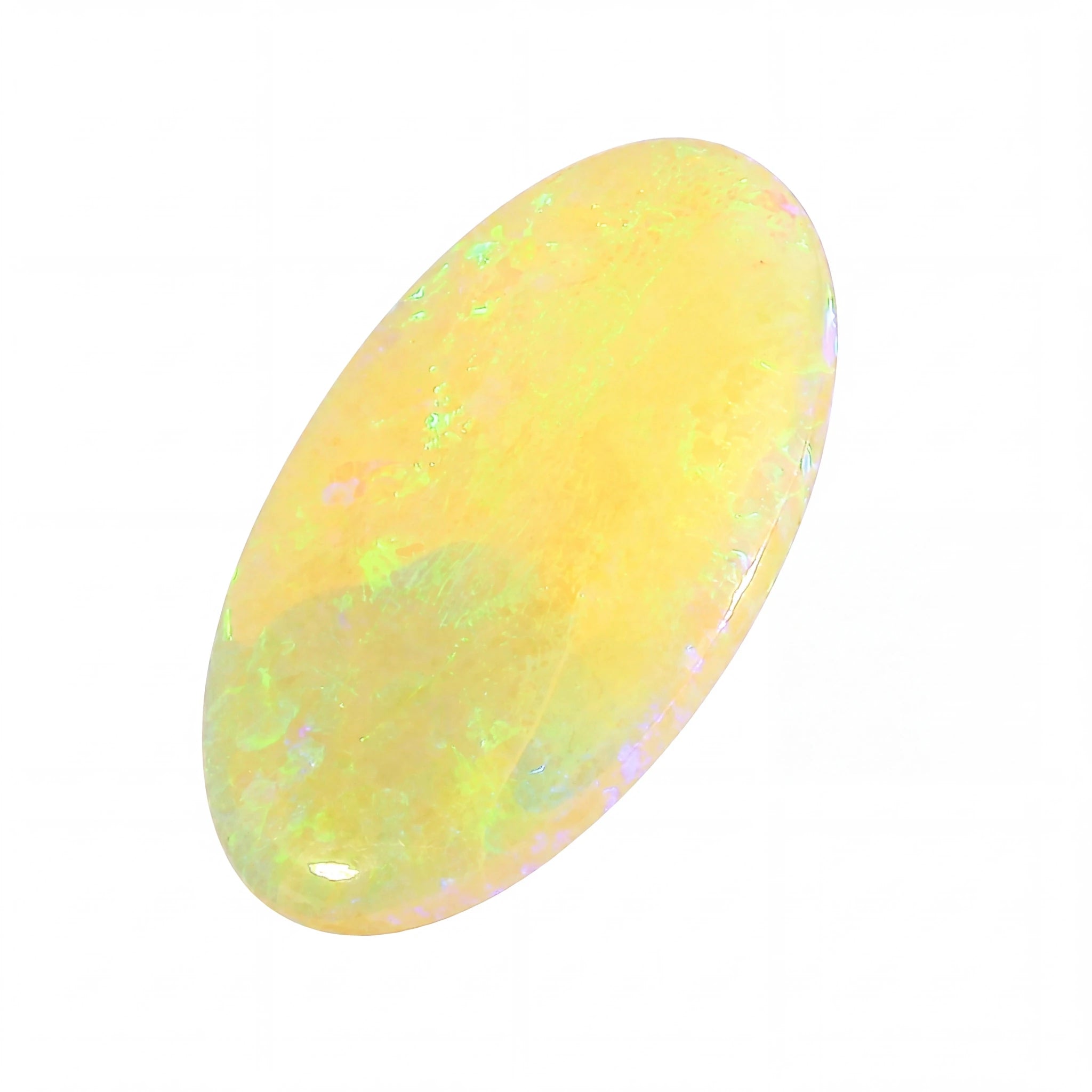 Opal stone with multicolour play on a white background