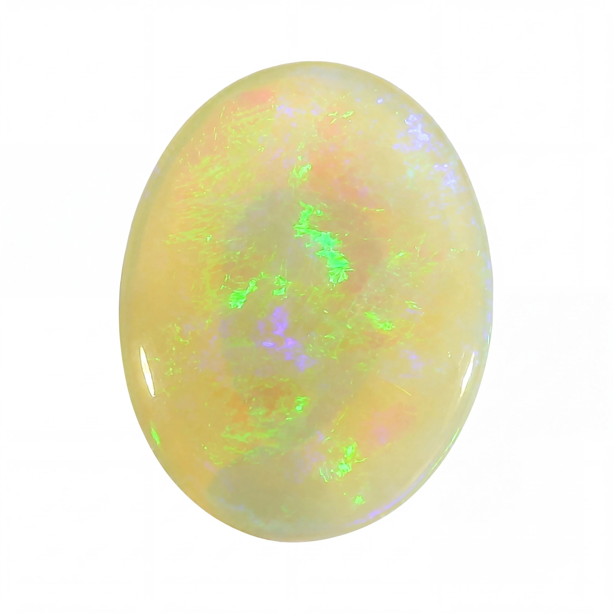 Opal stone with colourful interior on a white background