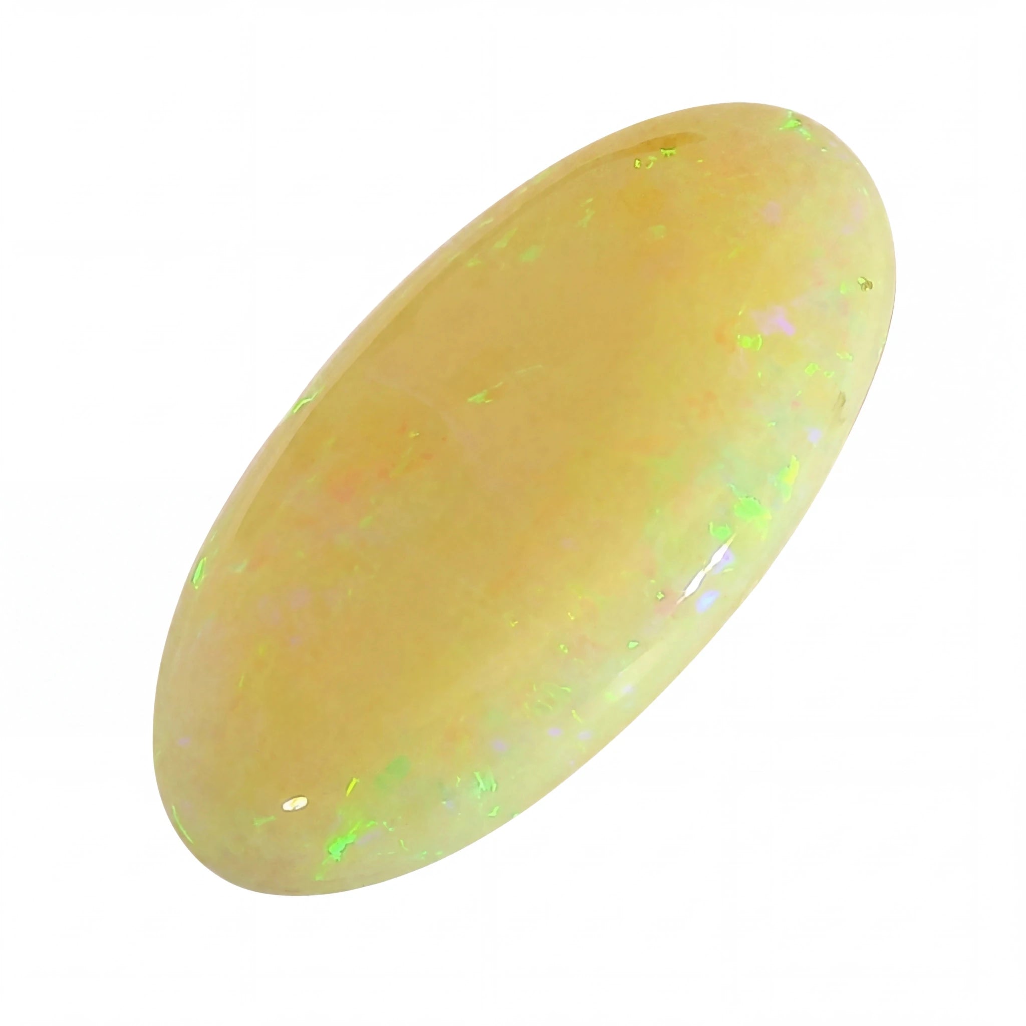 Yellow opal stone on a white background