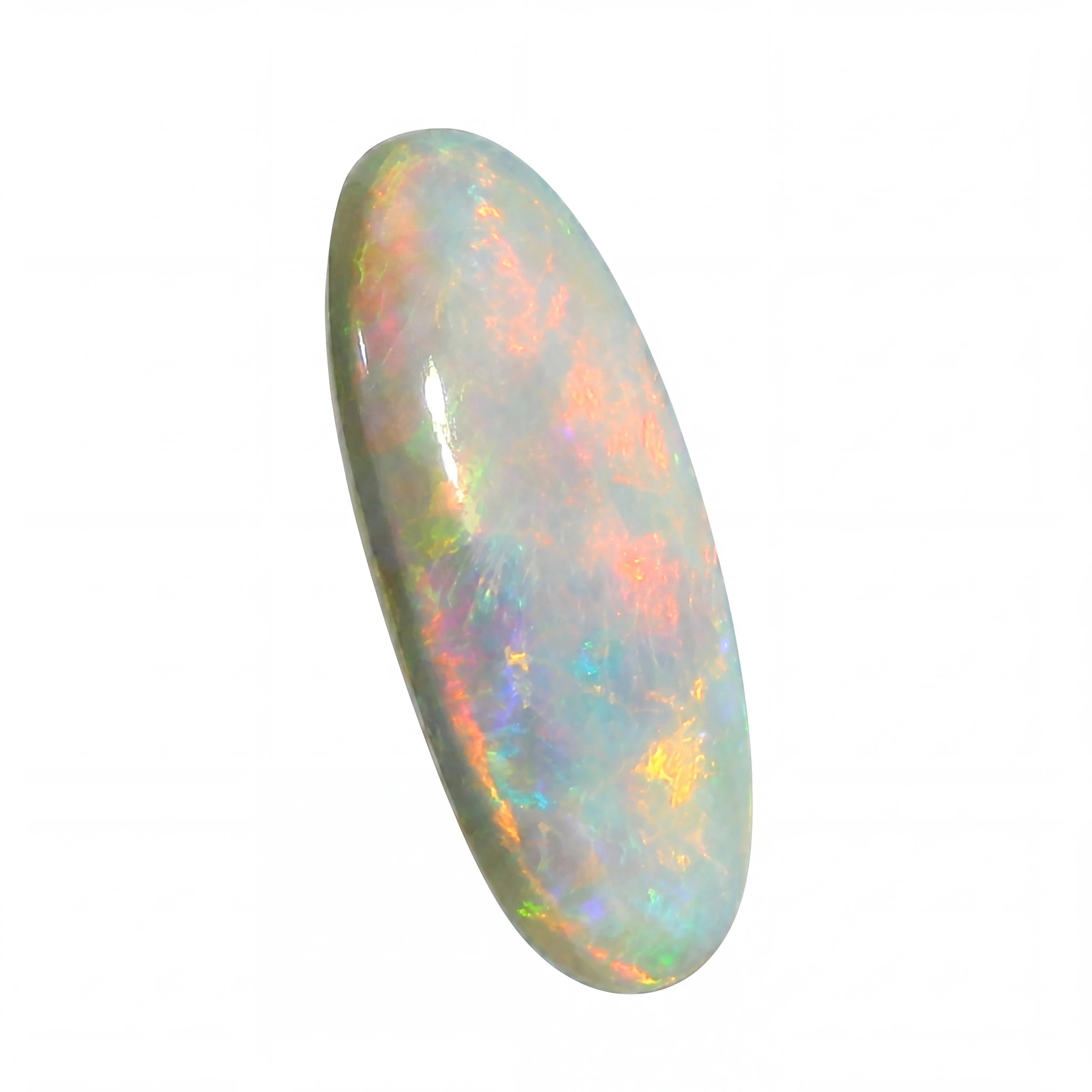 Colourful opal stone on a white background