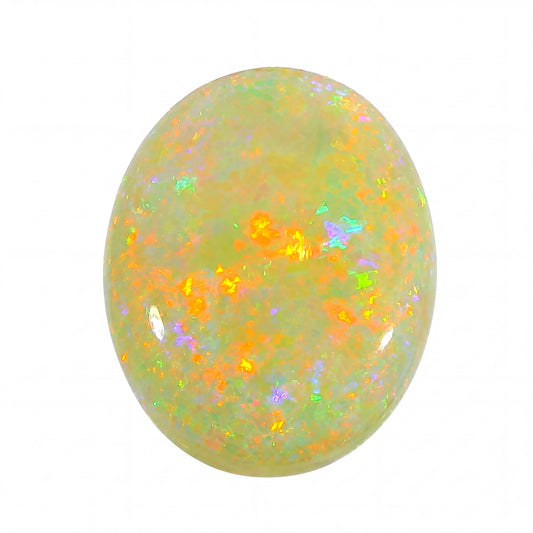 Multicoloured opal stone on a white background