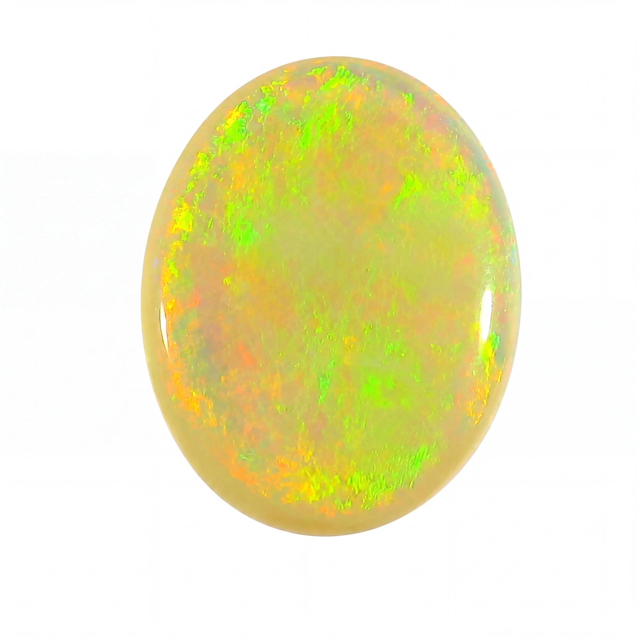 Colourful opal stone on a white background