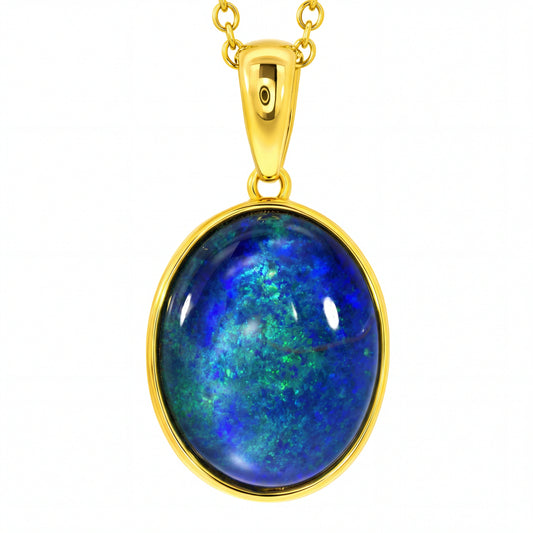 Triplet Opal Pendant in Gold Plated Stainless Steel