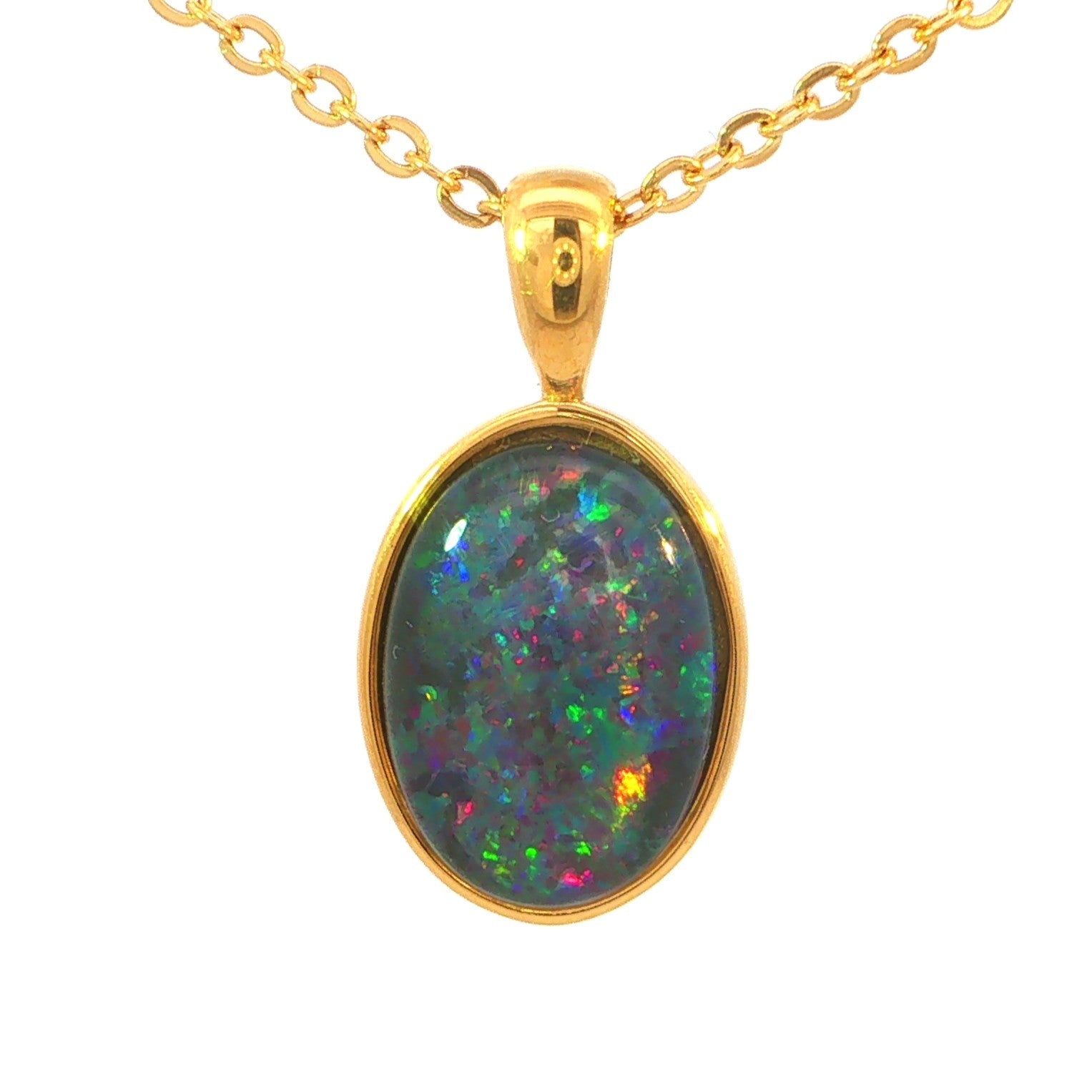 Triplet Opal Pendant in Gold Plated Stainless Steel - Australian Opal Cutters and Pearl Divers