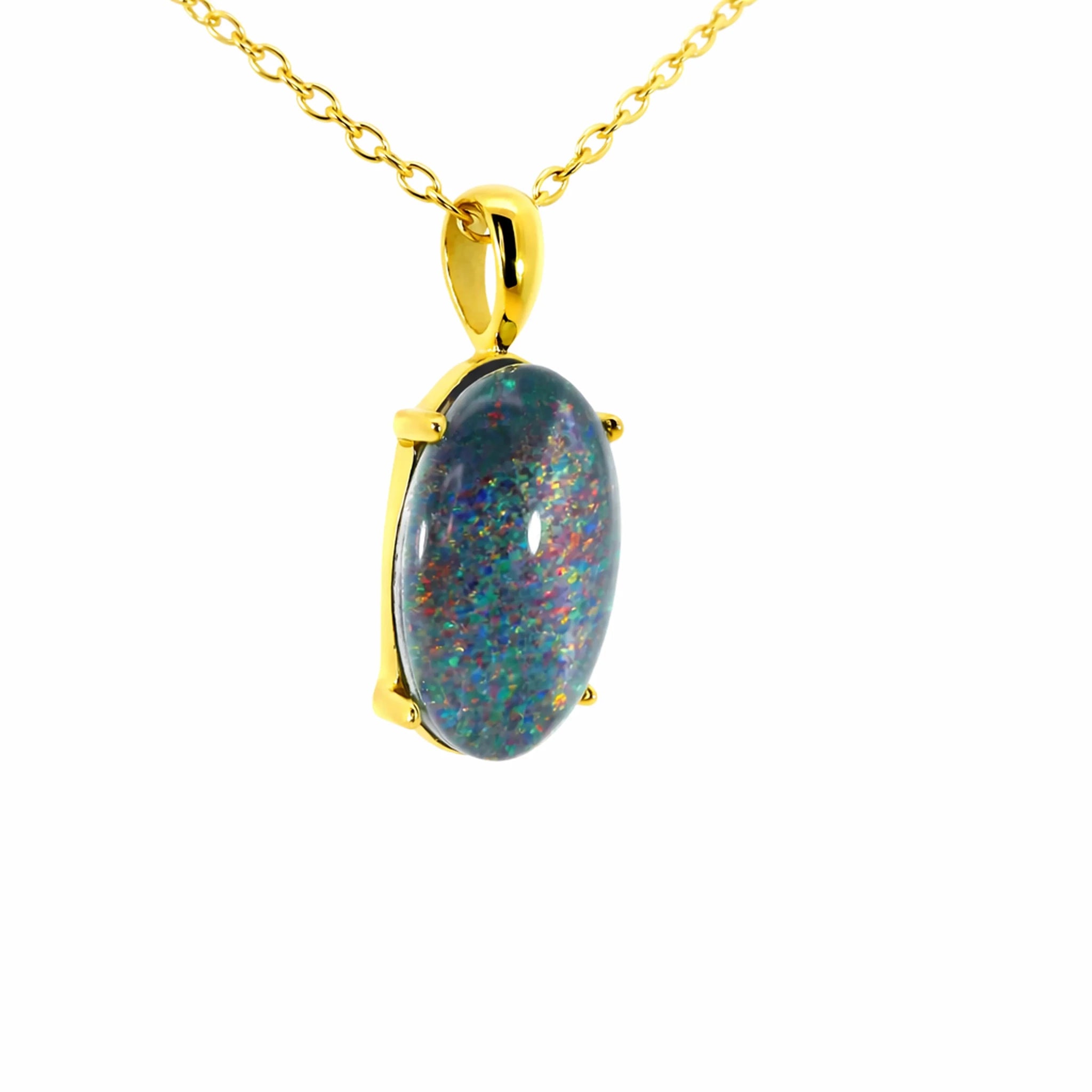 Triplet Opal Pendant in Gold Plated Stainless Steel - Multicolour - Australian Opal Cutters and Pearl Divers