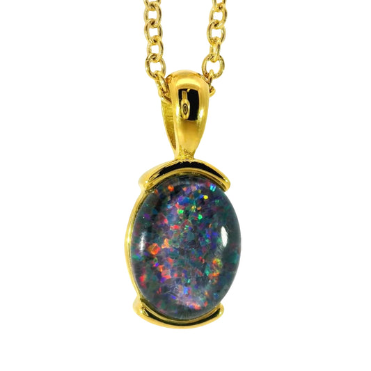 Triplet Opal Pendant set in Stainless Steel Gold Plated