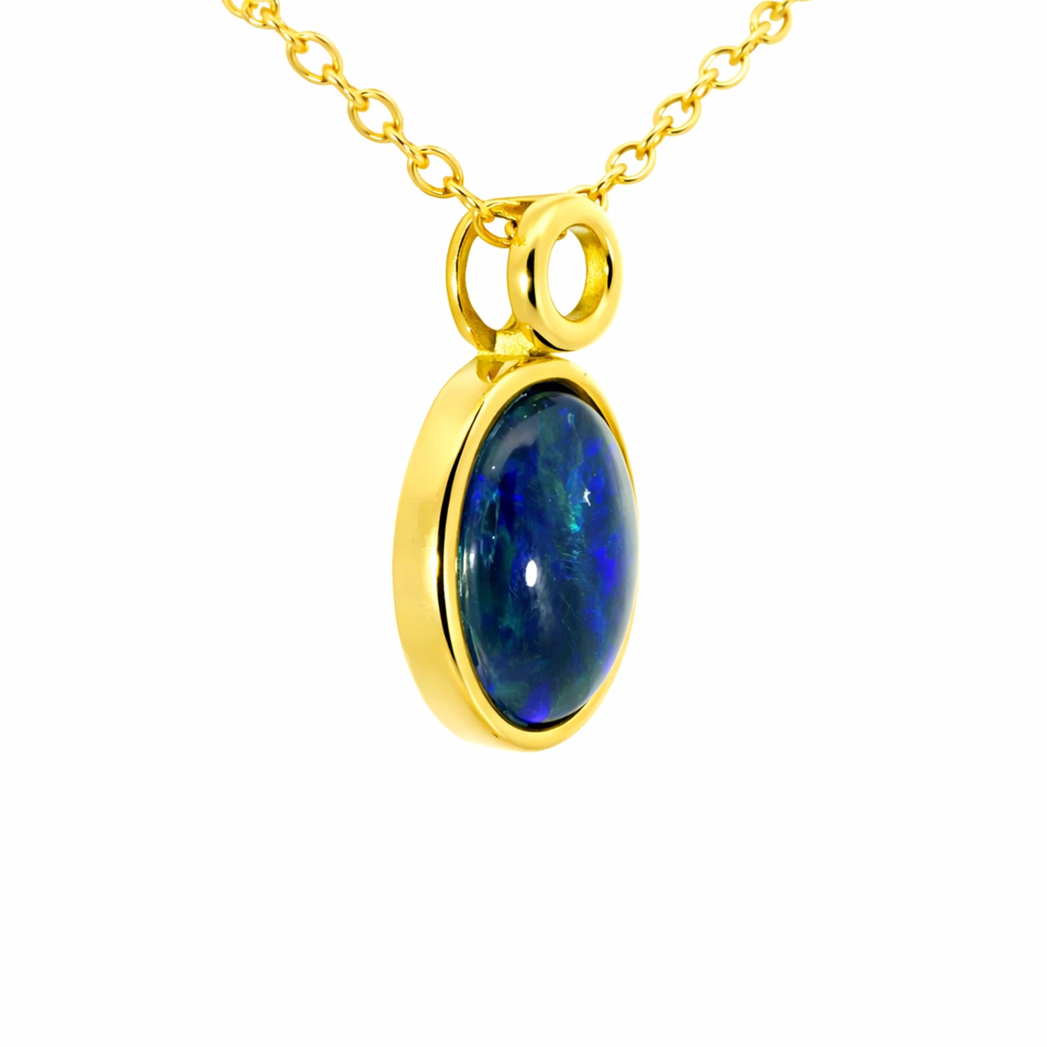 Triplet Opal Pendant set in Stainless Steel Gold Plated - Australian Opal Cutters and Pearl Divers