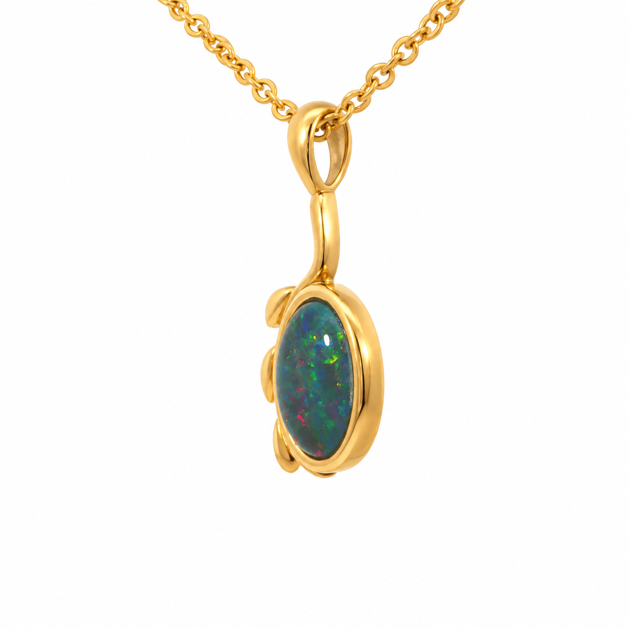Triplet Opal Pendant in Gold Plated Stainless Steel - Multicolour - Australian Opal Cutters and Pearl Divers