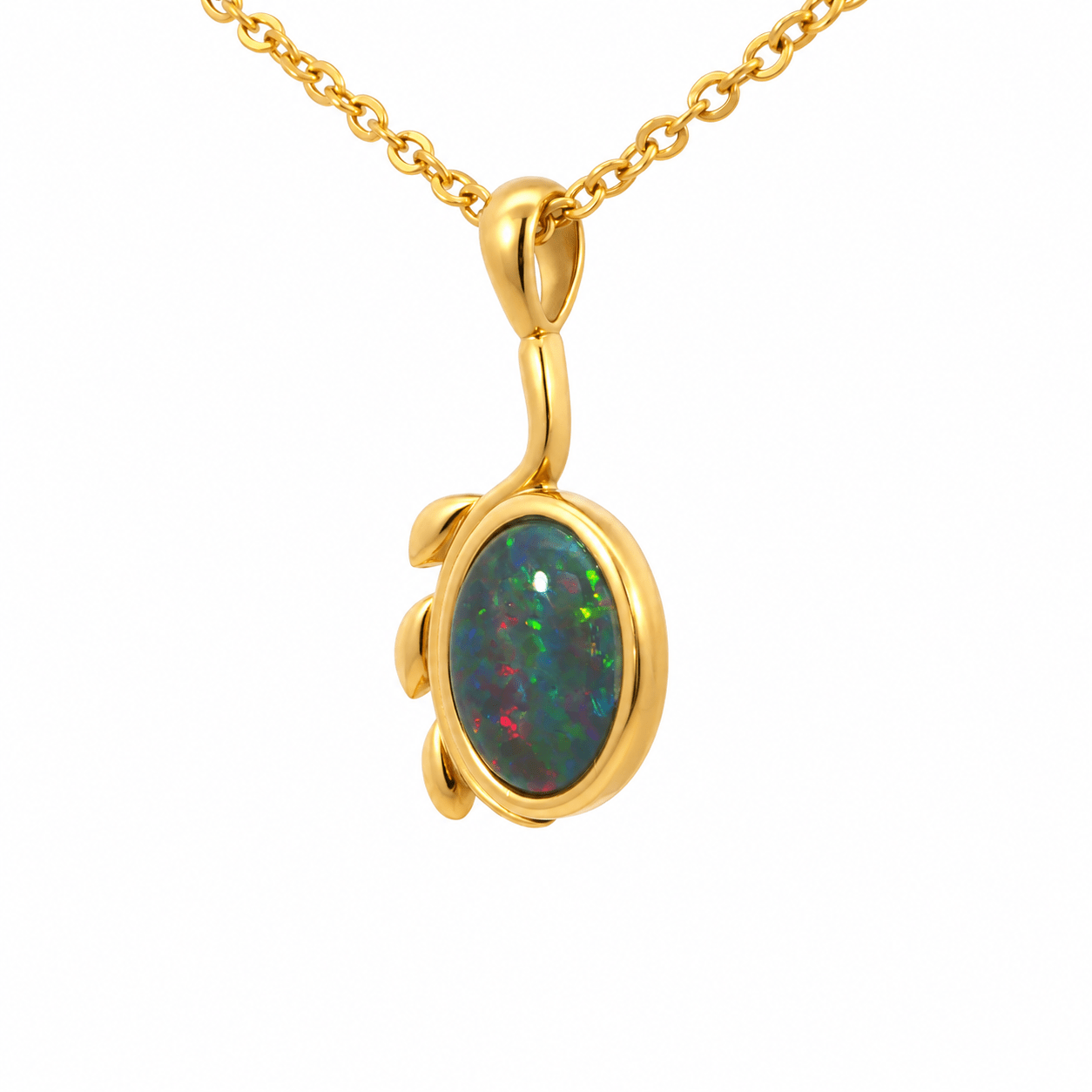 Triplet Opal Pendant in Gold Plated Stainless Steel - Multicolour - Australian Opal Cutters and Pearl Divers