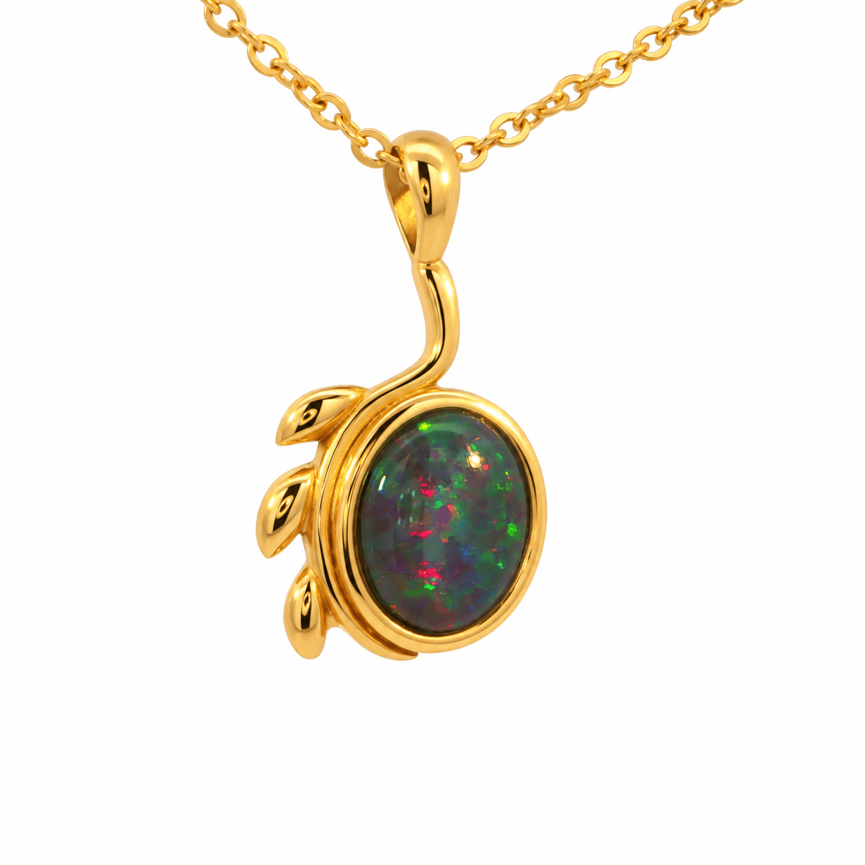 Triplet Opal Pendant in Gold Plated Stainless Steel - Multicolour - Australian Opal Cutters and Pearl Divers