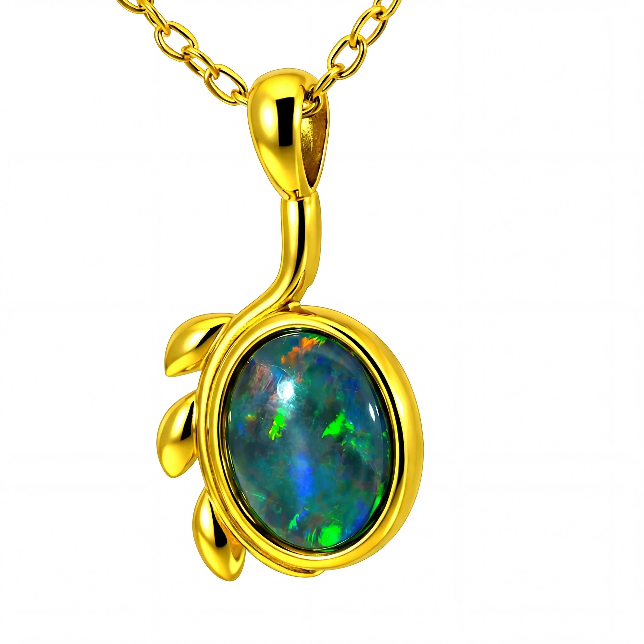 Triplet Opal Pendant in Gold Plated Stainless Steel - Multicolour - Australian Opal Cutters and Pearl Divers