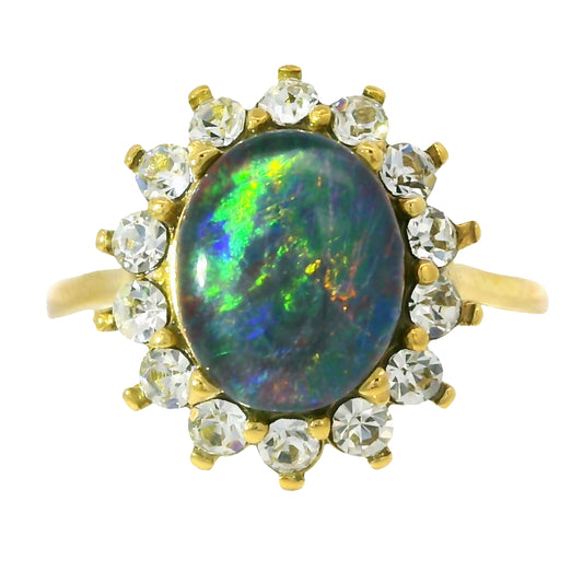 Triplet Opal Ring set in Gold Plated Stainless Steel - Mutlticolour