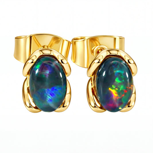 Triplet Opal Earring set in Stainless Steel Gold Plated
