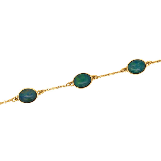 Triplet Opal Bracelet in Gold Plated Stainless Steel