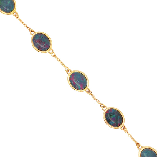 Triplet Opal Bracelet in Gold Plated Stainless Steel - Multicolour