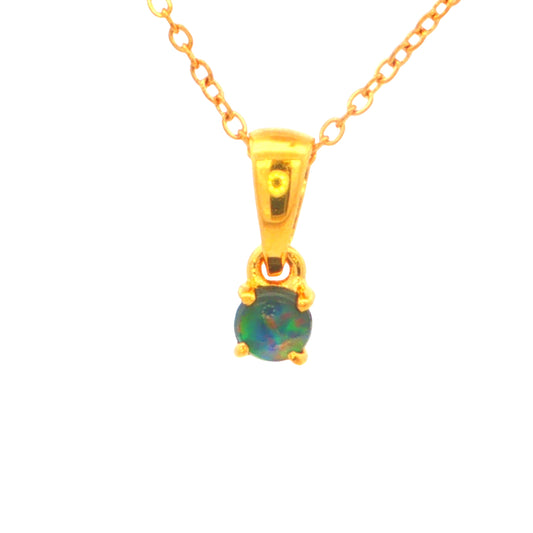 Dainty Boulder Opal Pendant set in Gold Plated Sterling Silver