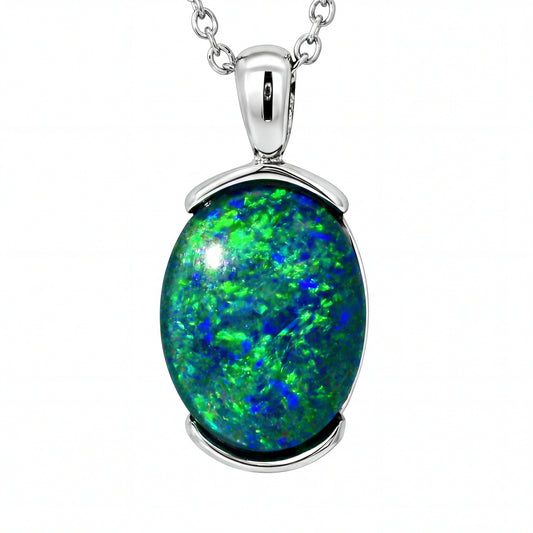Triplet Opal Pendant in Stainless Steel