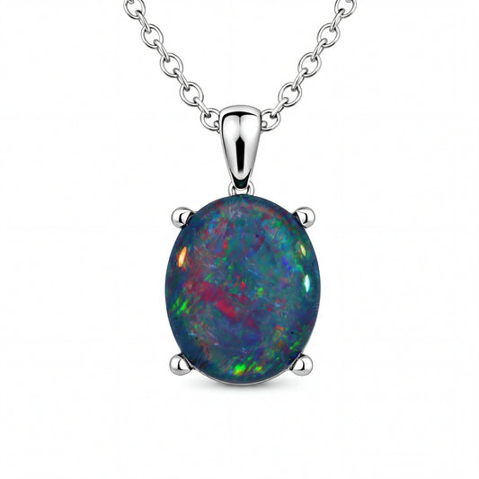 Triplet Opal Pendant set in Stainless Steel - Multicolour - Australian Opal Cutters and Pearl Divers