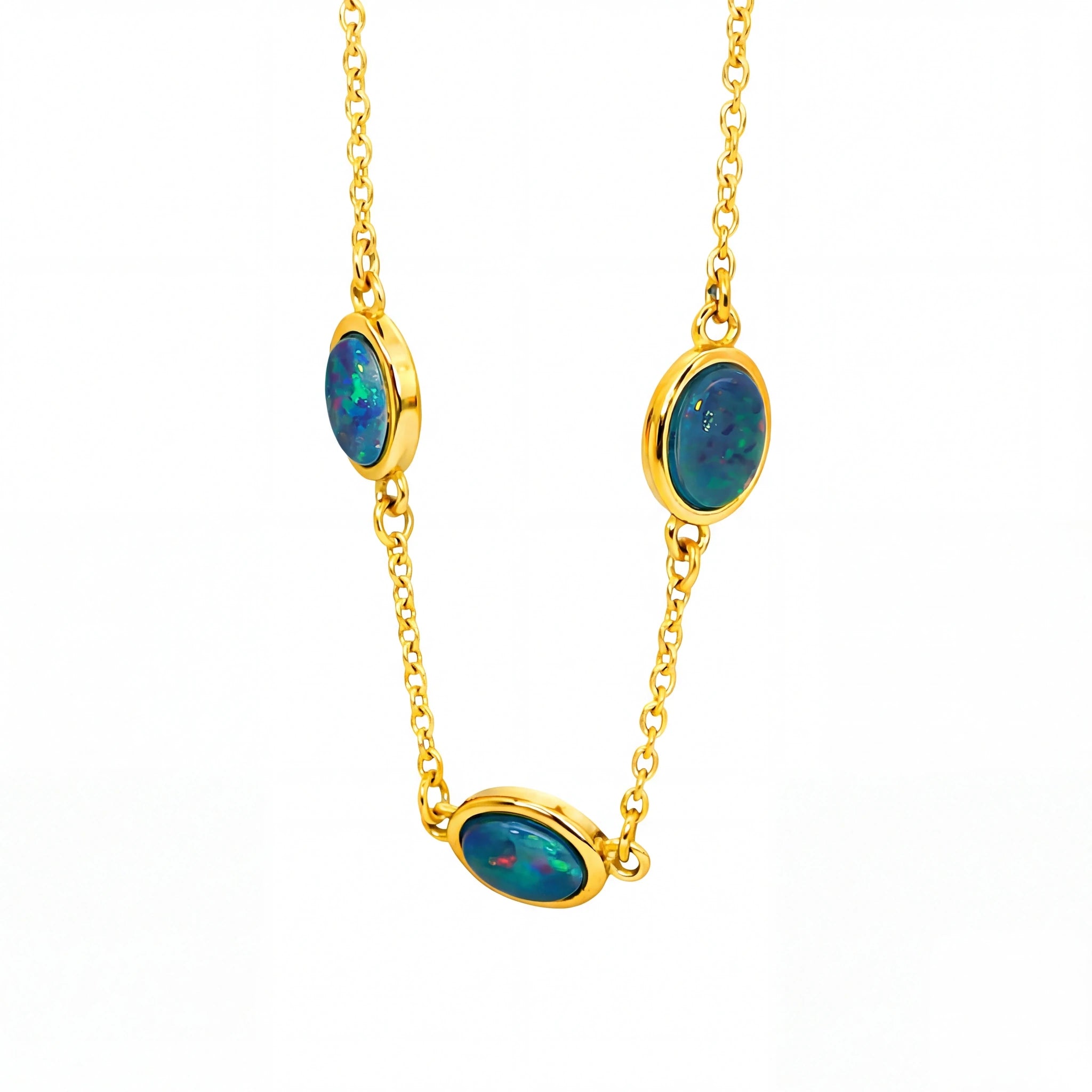 Triplet Opal Bracelet in Gold Plated Stainless Steel - Multicolour - Australian Opal Cutters and Pearl Divers