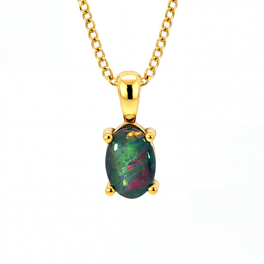 Triplet Opal Pendant set in Gold Plated Stainless Steel - Multicolour