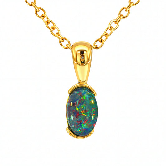Triplet Opal Pendant in Gold Plated Stainless Steel - Australian Opal Cutters and Pearl Divers