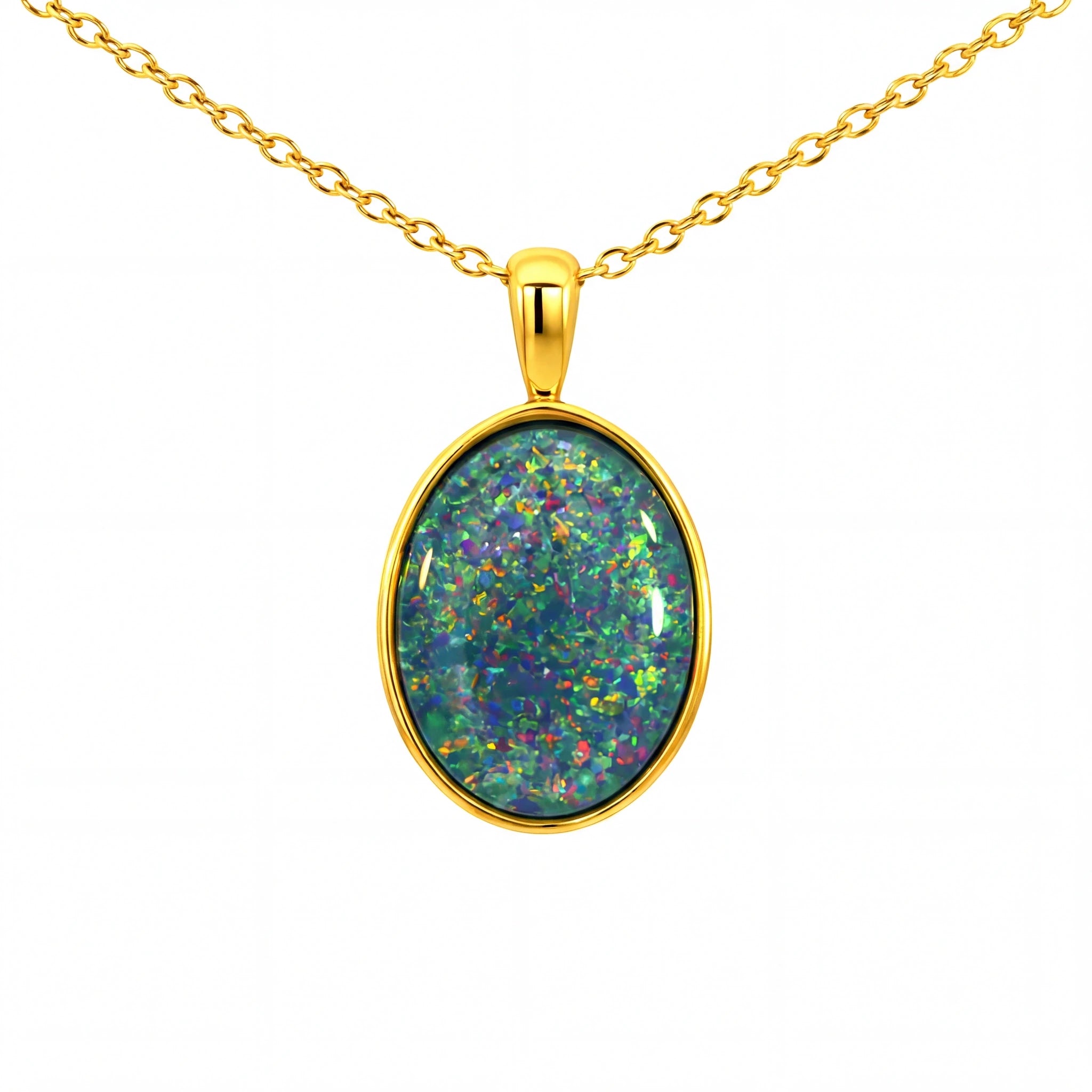 Triplet Opal Pendant set in Gold Plated Stainless Steel - Multicolour - Australian Opal Cutters and Pearl Divers