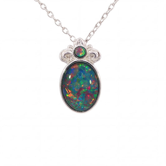 Triplet Opal Brooch set in Sterling Silver - Multicolour - Australian Opal Cutters and Pearl Divers