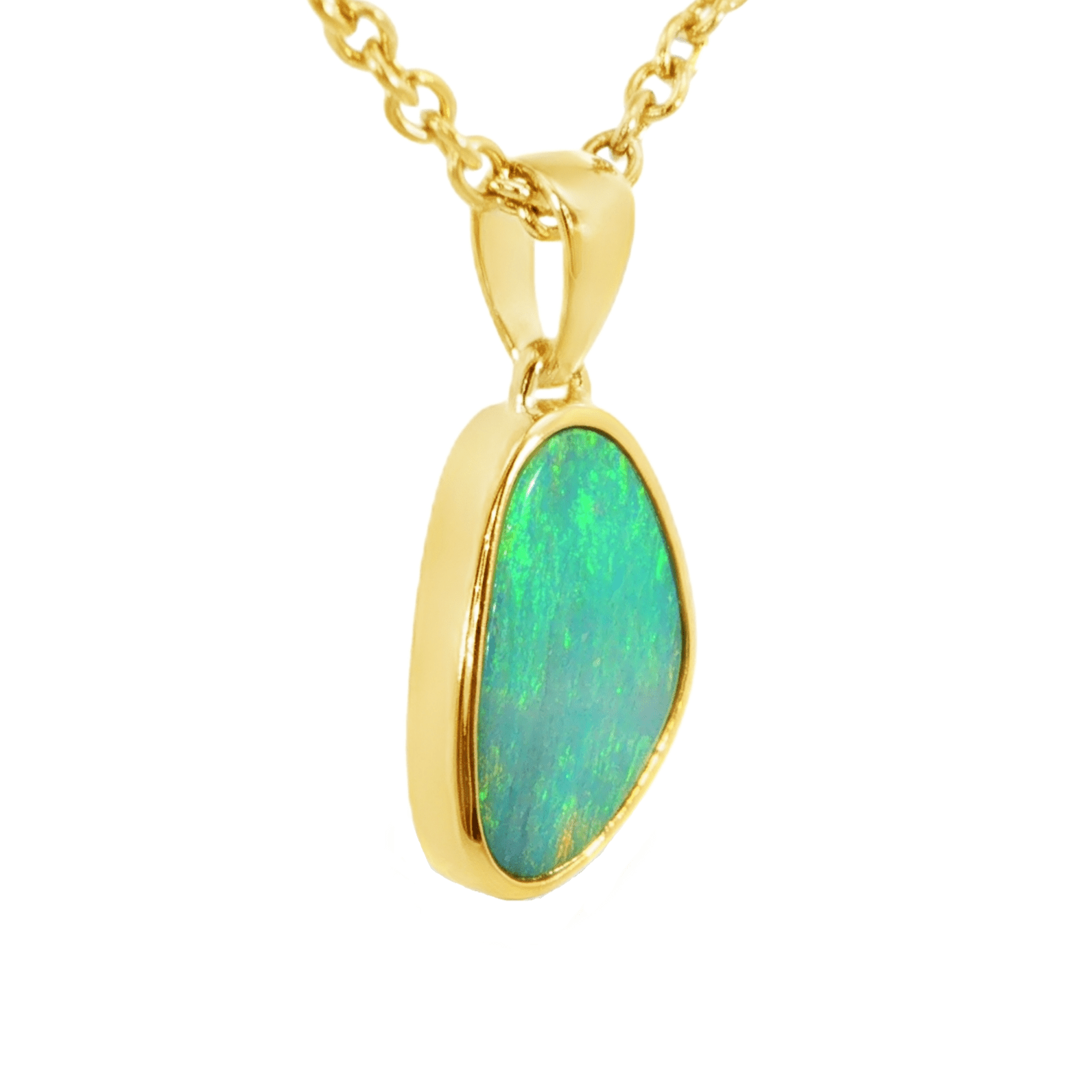 Australian Doublet Opal Pendant in Gold Plated Sterling Silver - Multicolour - Australian Opal Cutters and Pearl Divers