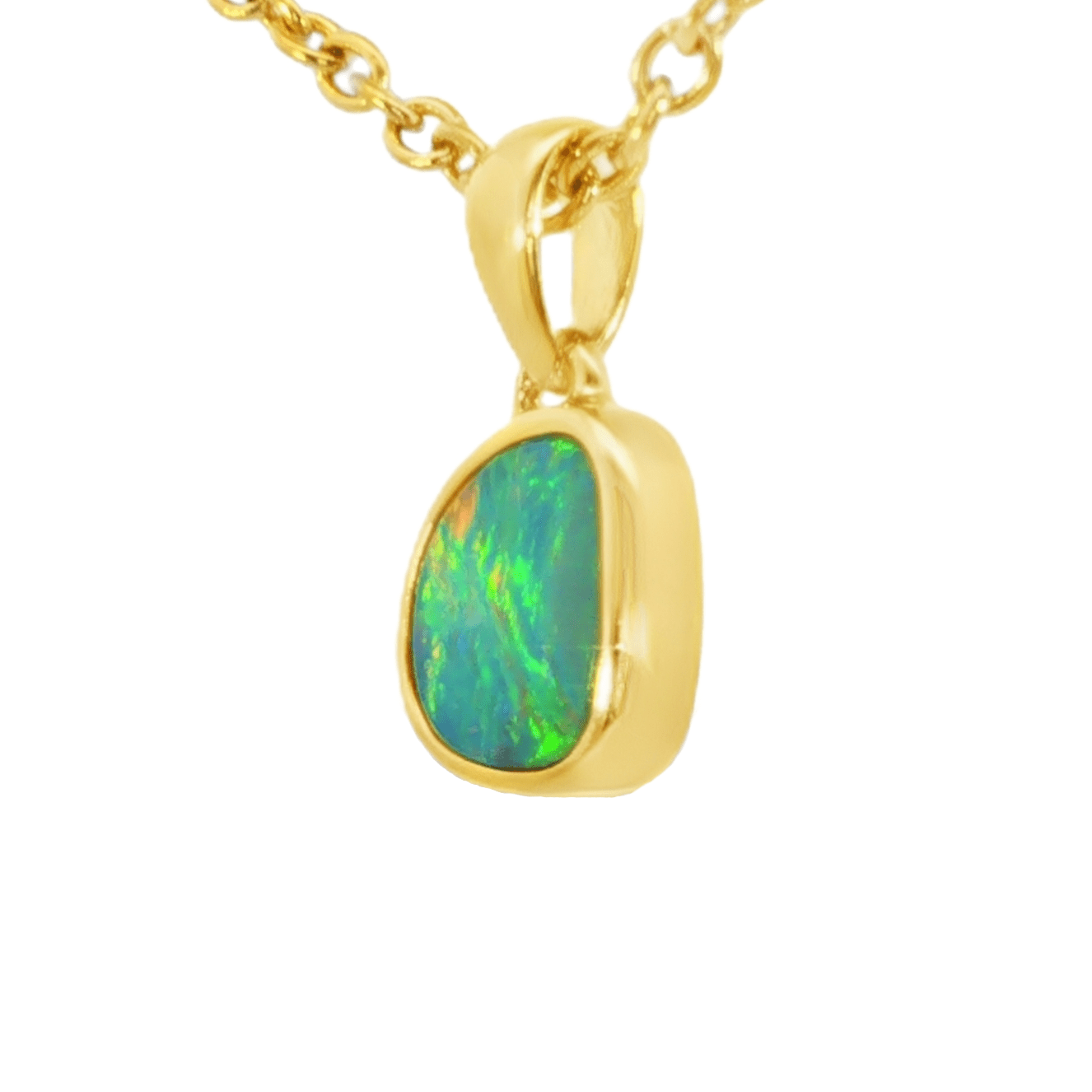 Australian Doublet Opal Pendant in Gold Plated Sterling Silver - Multicolour - Australian Opal Cutters and Pearl Divers