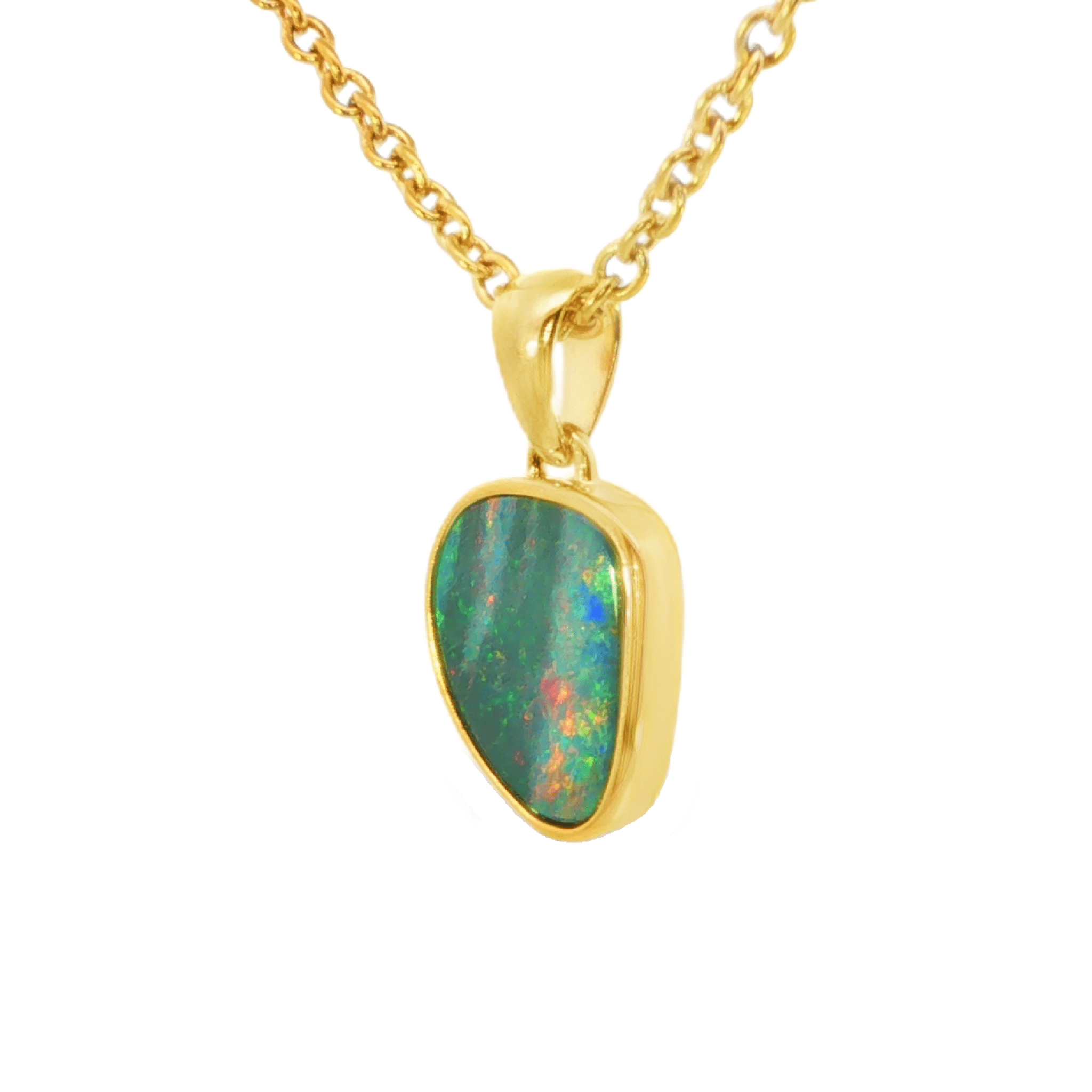 Australian Doublet Opal Pendant in Gold Plated Sterling Silver - Multicolour - Australian Opal Cutters and Pearl Divers