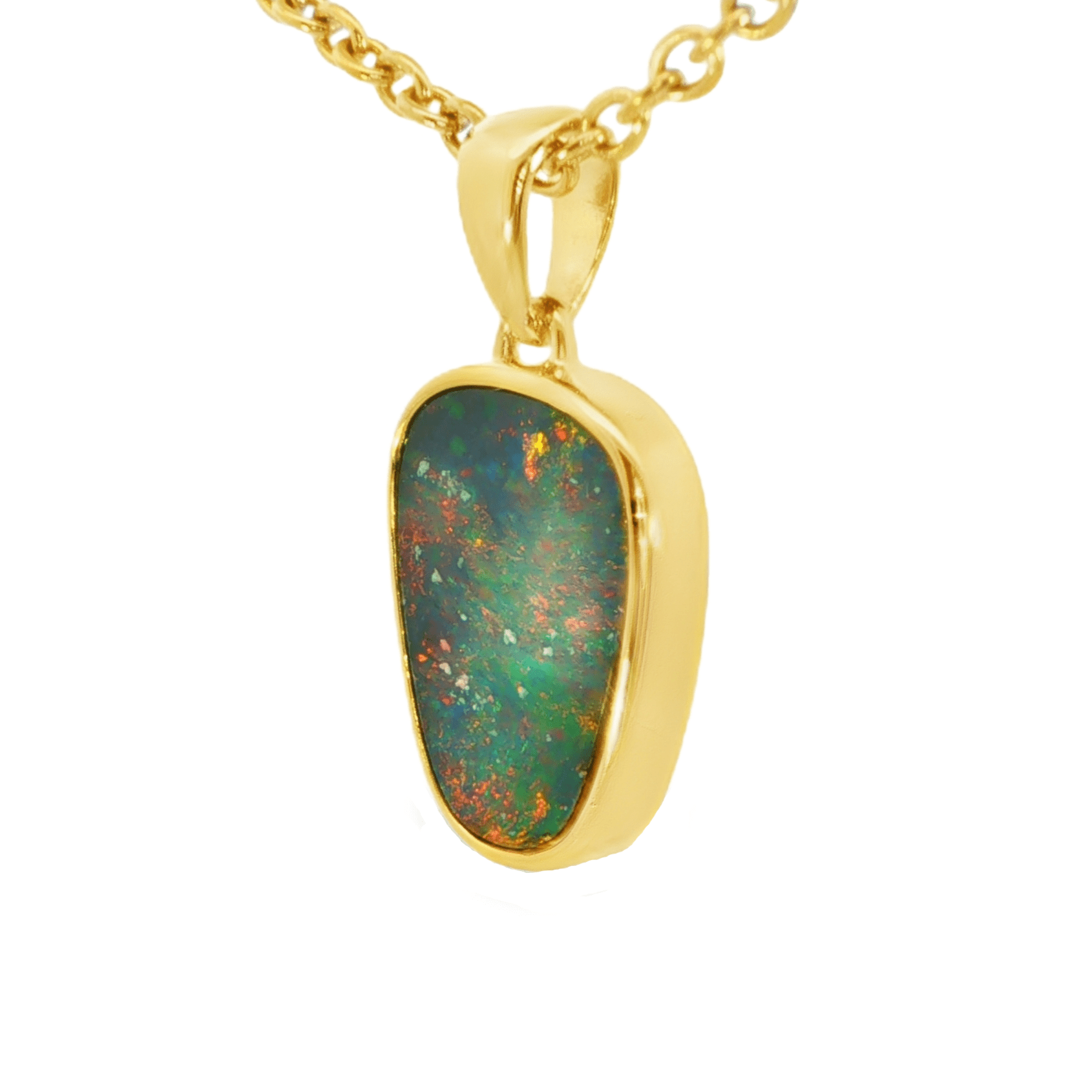 Australian Double Opal Pendant in Gold Plated Sterling Silver - Multicolour - Australian Opal Cutters and Pearl Divers