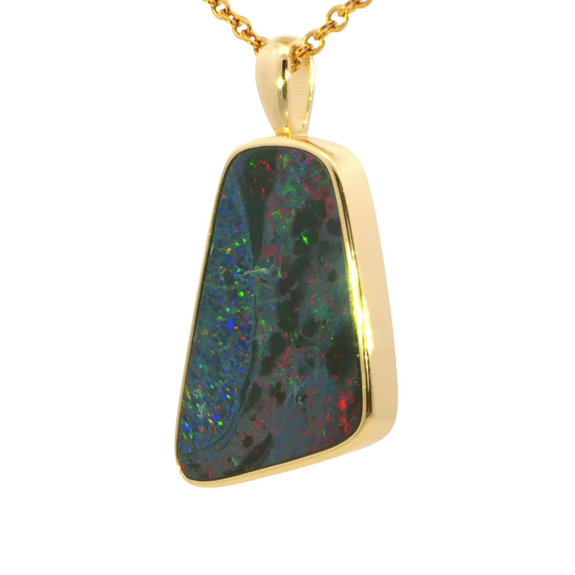 Australian Doublet Opal Pendant in Gold Plated Sterling Silver - Multicolour - Australian Opal Cutters and Pearl Divers