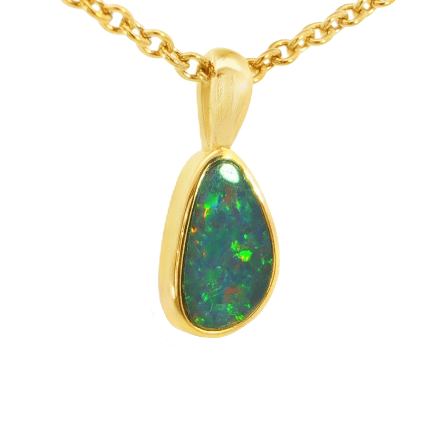 Australian Doublet Opal Pendant in Gold Plated Sterling Silver - Multicolour - Australian Opal Cutters and Pearl Divers