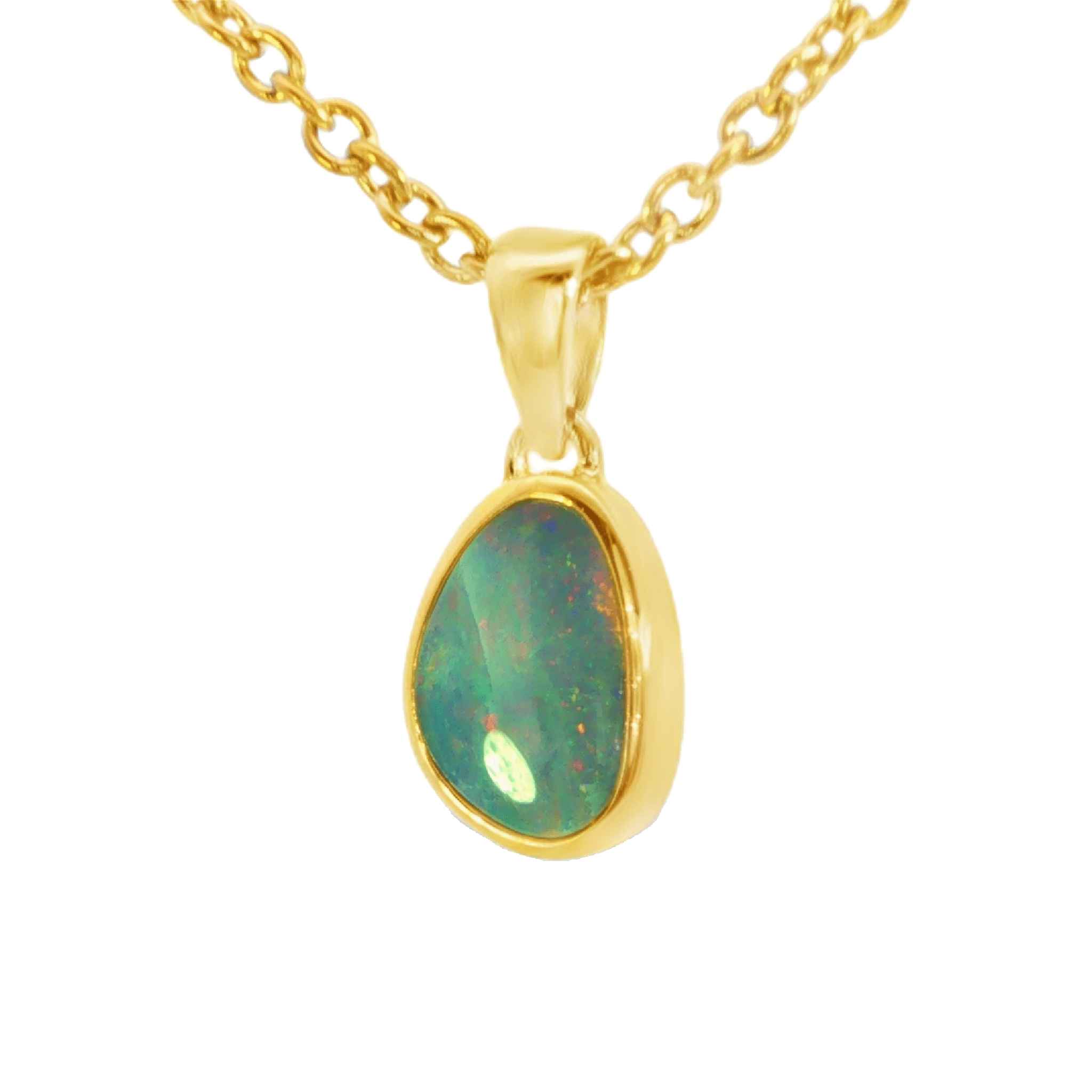 Australian Doublet Opal Pendant set in Gold Plated Sterling Silver - Multicolour - Australian Opal Cutters and Pearl Divers