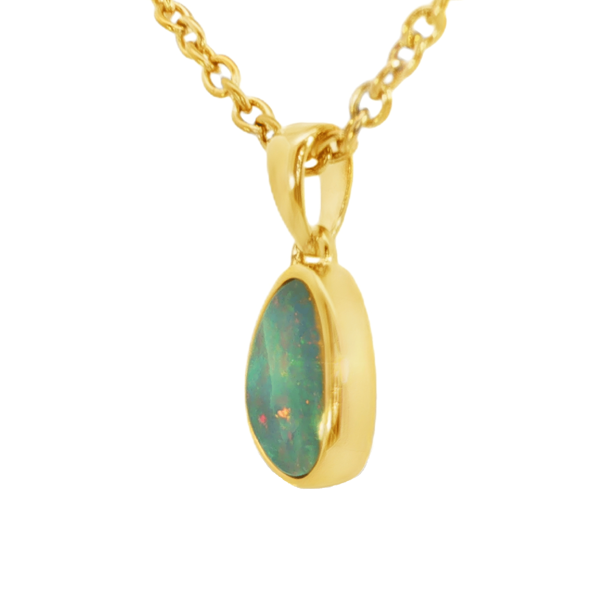 Australian Doublet Opal Pendant set in Gold Plated Sterling Silver - Multicolour - Australian Opal Cutters and Pearl Divers