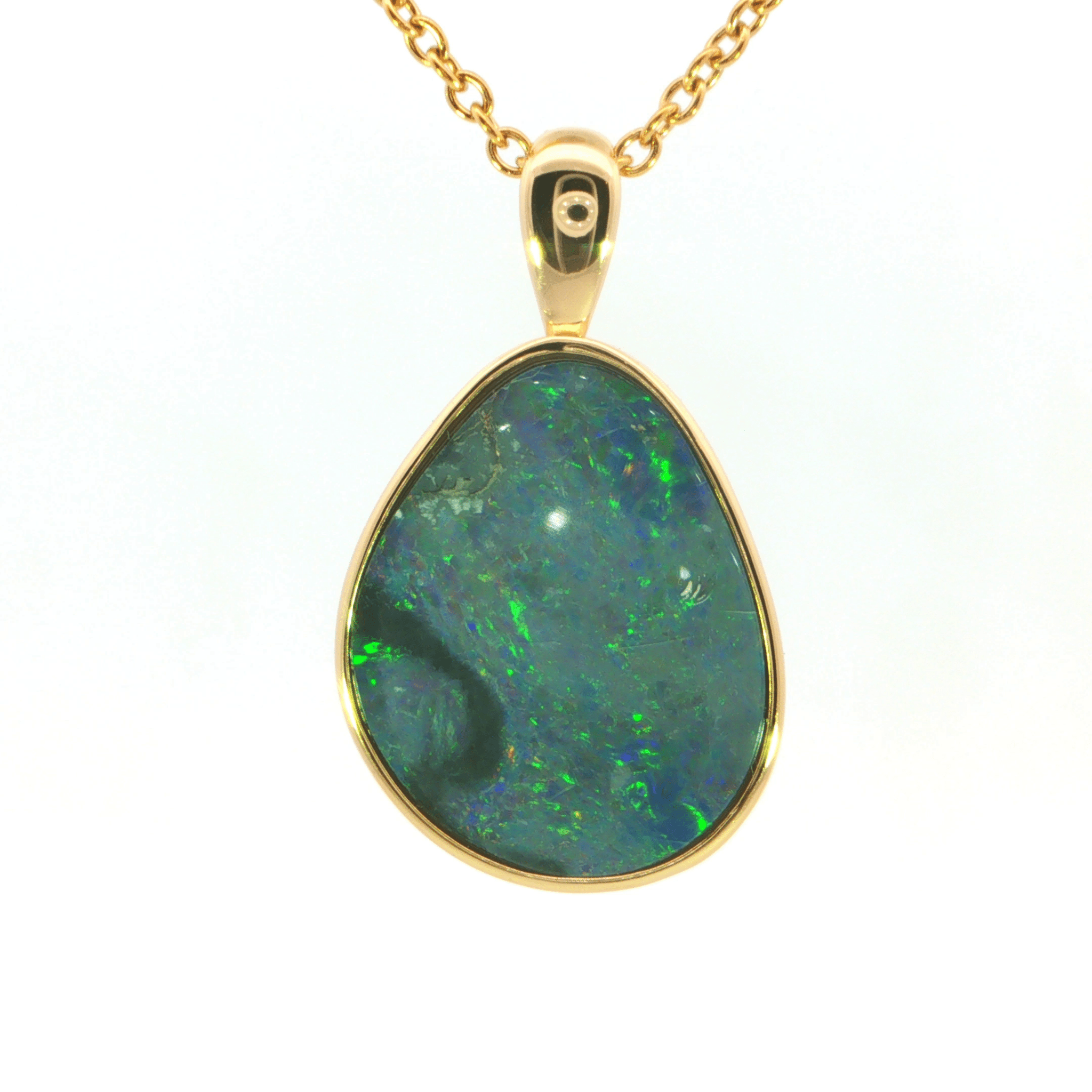 Australian Doublet Opal Pendant set in Gold Plated Sterling Silver - Multicolour - Australian Opal Cutters and Pearl Divers