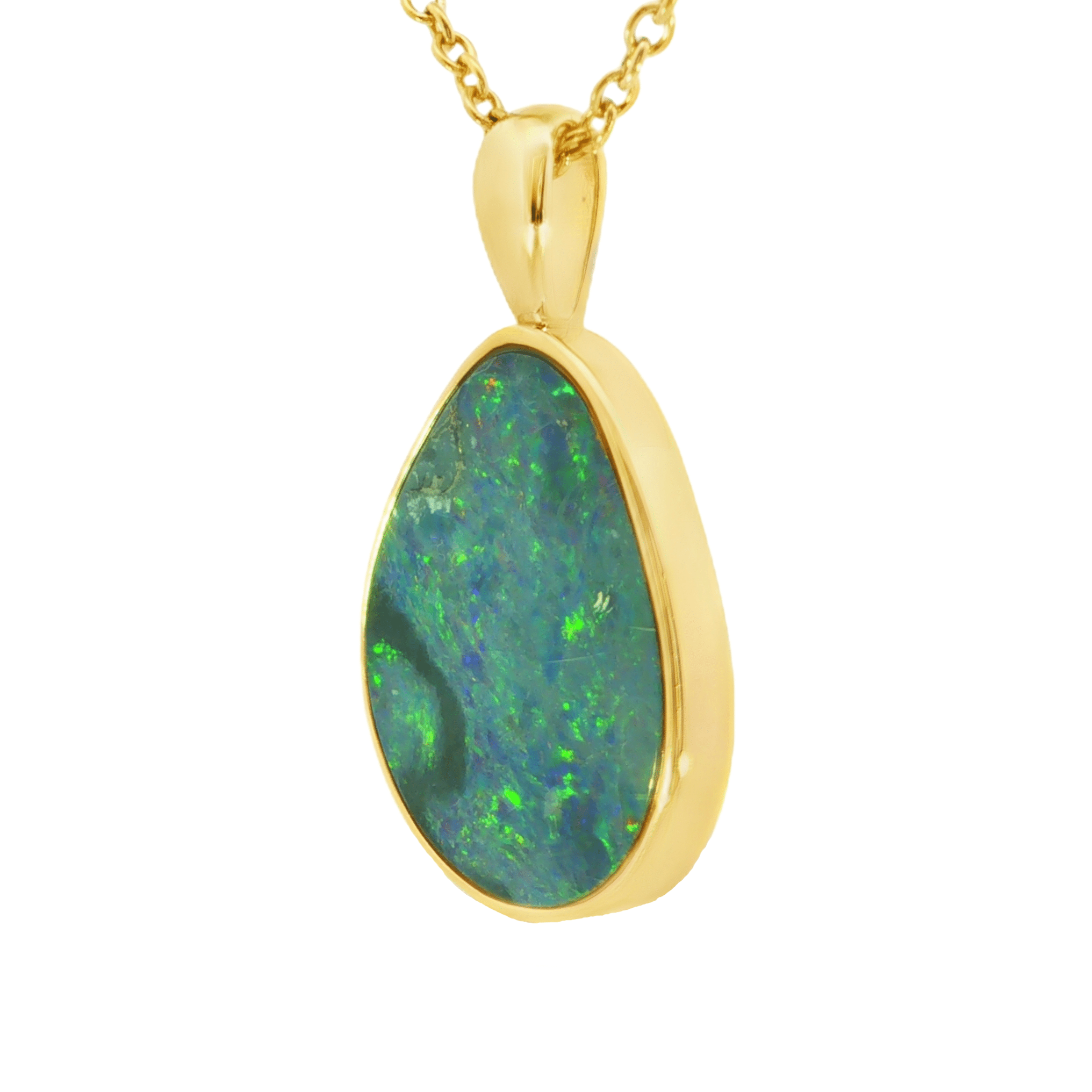 Australian Doublet Opal Pendant set in Gold Plated Sterling Silver - Multicolour - Australian Opal Cutters and Pearl Divers