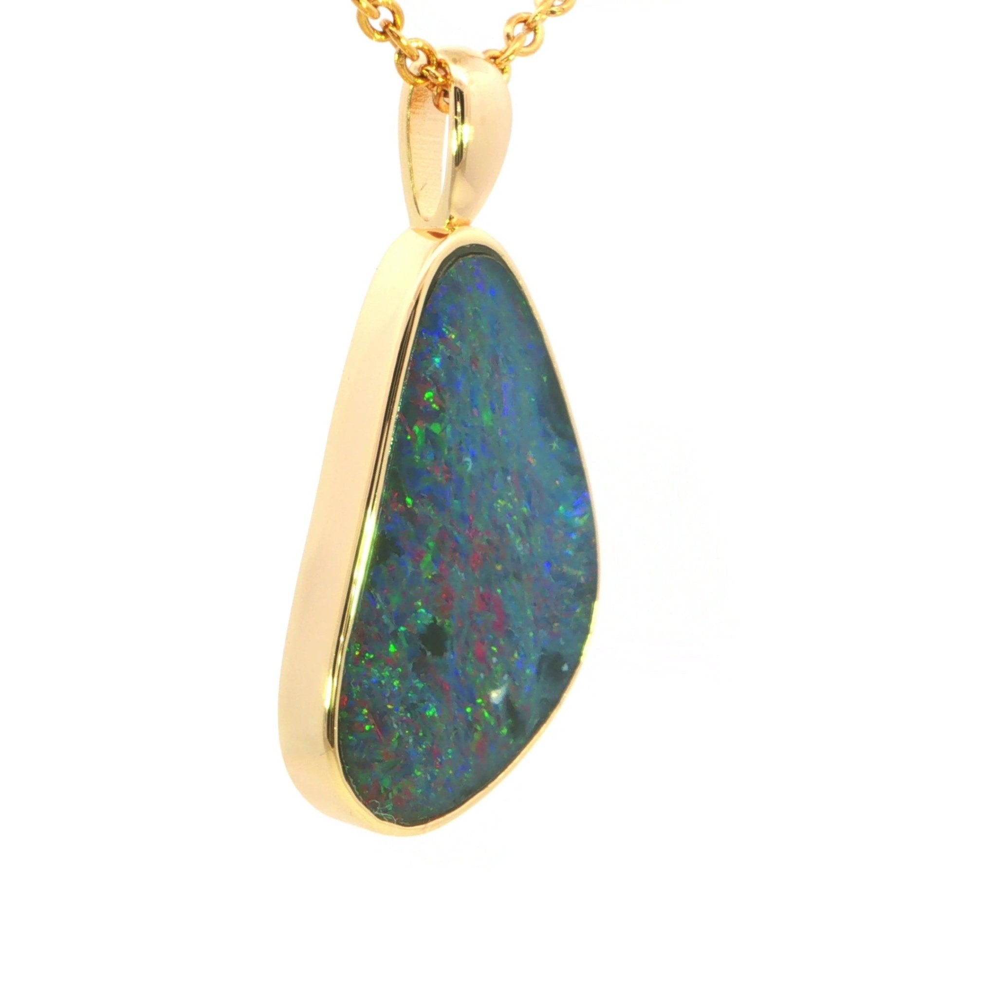 Australian Doublet Opal Pendant in Gold Plated 925 Sterling Silver -Multicolour - Australian Opal Cutters and Pearl Divers