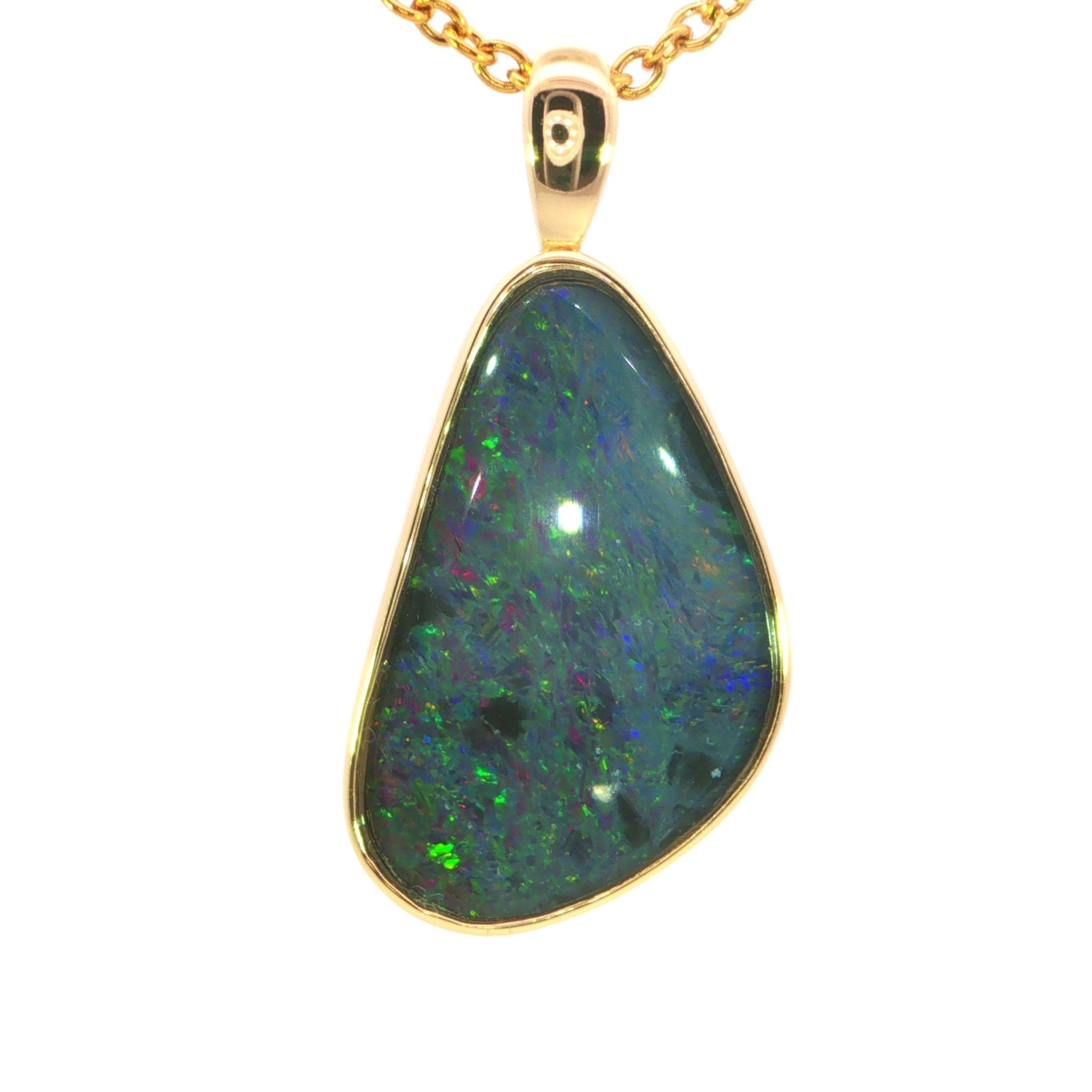 Australian Doublet Opal Pendant in Gold Plated 925 Sterling Silver -Multicolour - Australian Opal Cutters and Pearl Divers