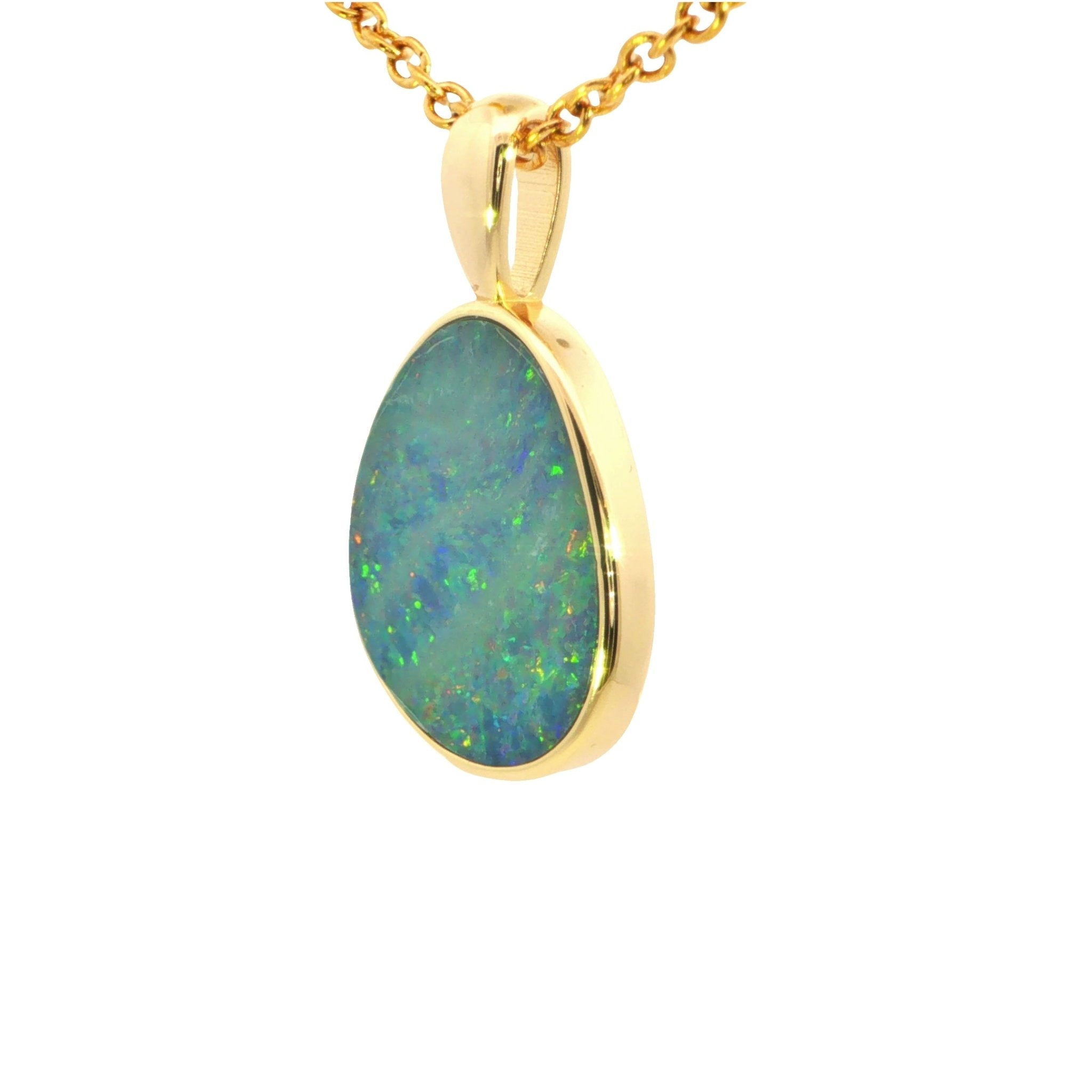 Australian Doublet Opal Pendant set in Gold Plated Sterling Silver - Multicolour - Australian Opal Cutters and Pearl Divers