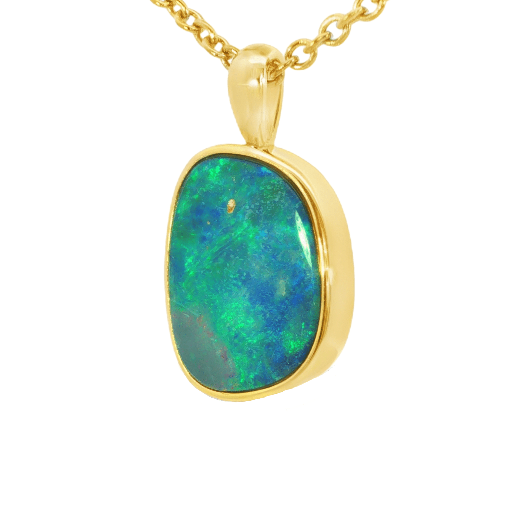 Australian Doublet Opal Pendant in Gold Plated Sterling Silver - Blue-Green - Australian Opal Cutters and Pearl Divers