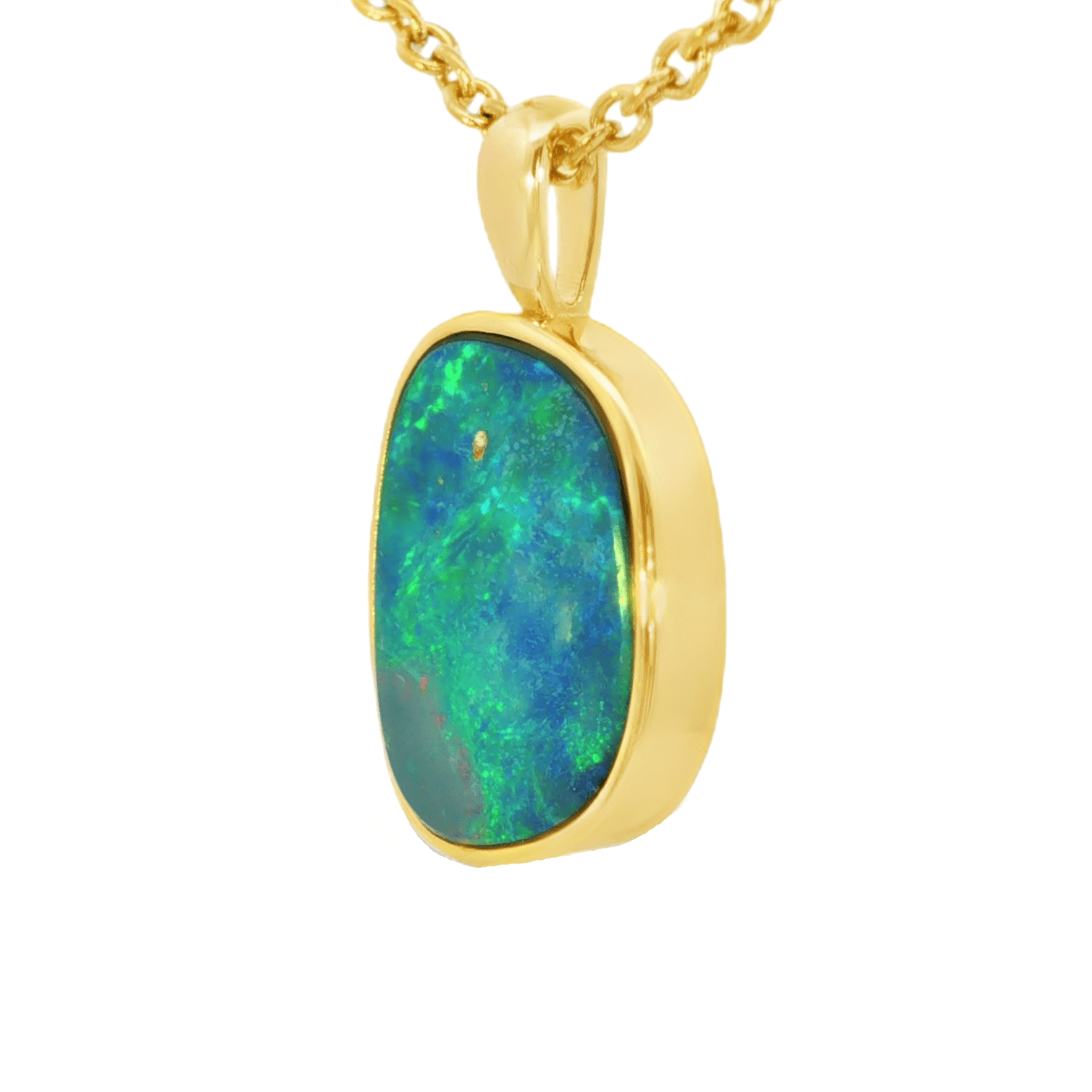 Australian Doublet Opal Pendant in Gold Plated Sterling Silver - Blue-Green - Australian Opal Cutters and Pearl Divers