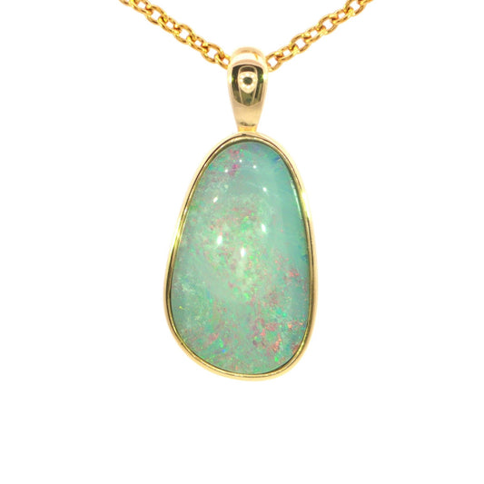 Australian Doublet Opal set in Gold Plated Sterling Silver - Multicolour - Australian Opal Cutters and Pearl Divers