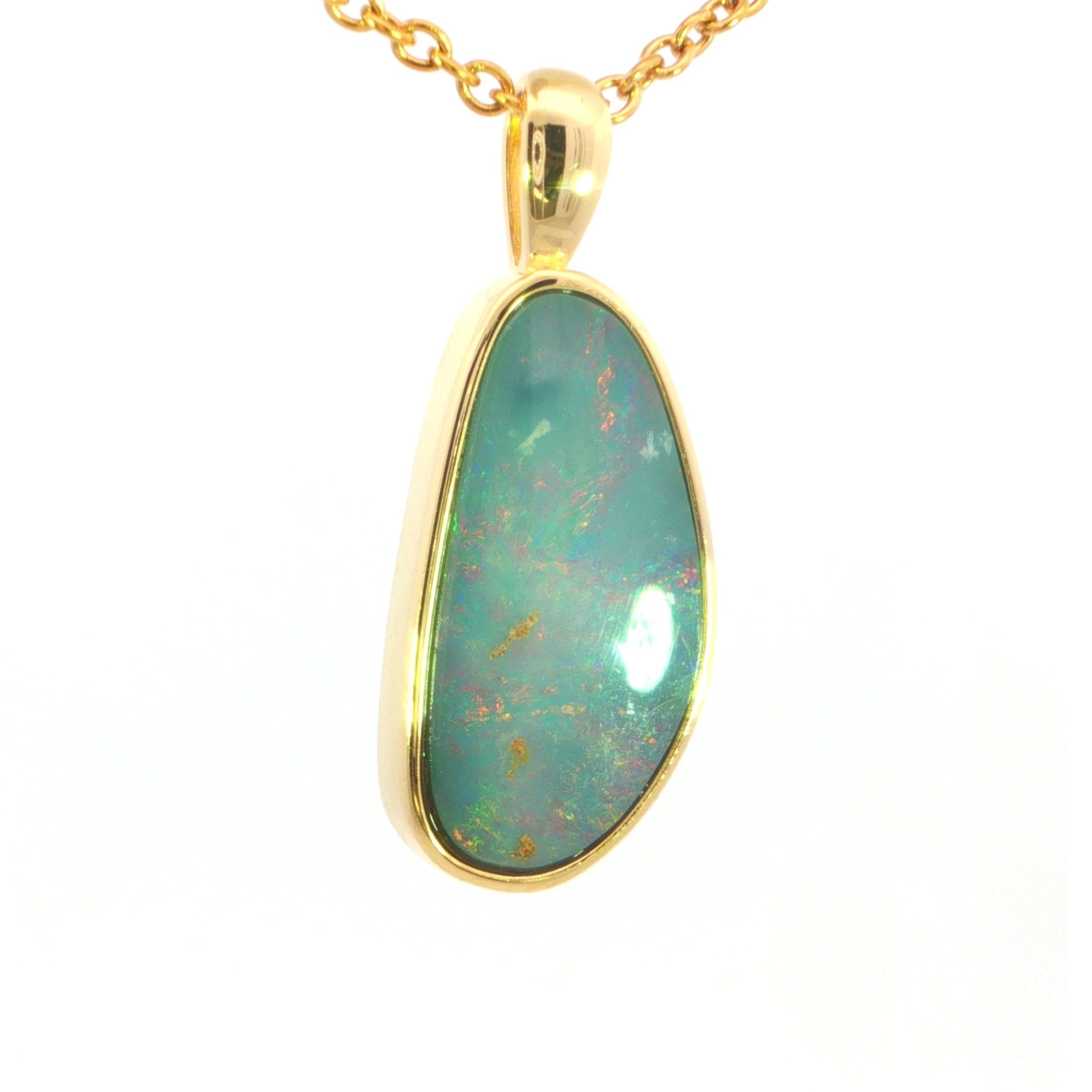 Australian Doublet Opal set in Gold Plated Sterling Silver - Multicolour - Australian Opal Cutters and Pearl Divers