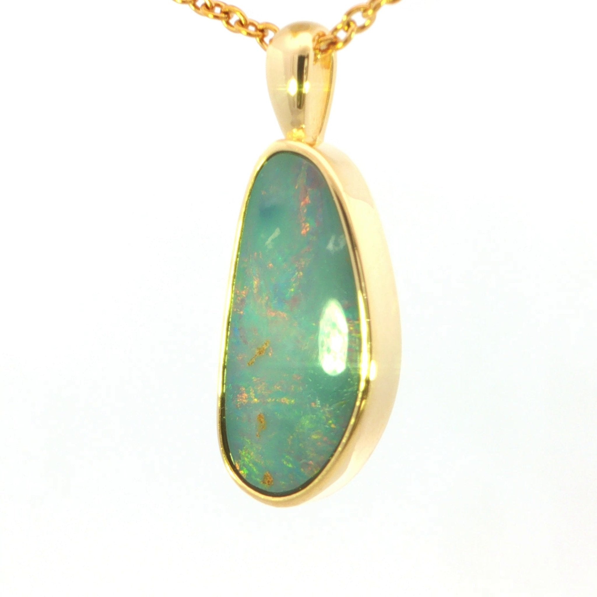 Australian Doublet Opal set in Gold Plated Sterling Silver - Multicolour - Australian Opal Cutters and Pearl Divers