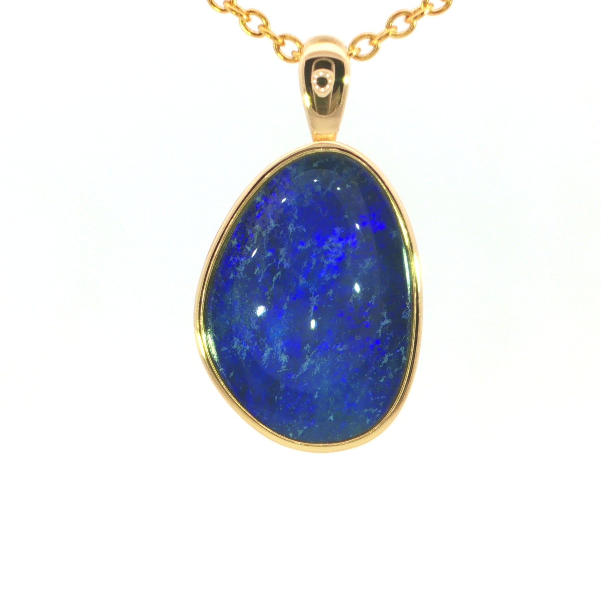 Australian Doublet Opal Pendant set in Gold Plated Sterling Silver - Deep Blue - Australian Opal Cutters and Pearl Divers