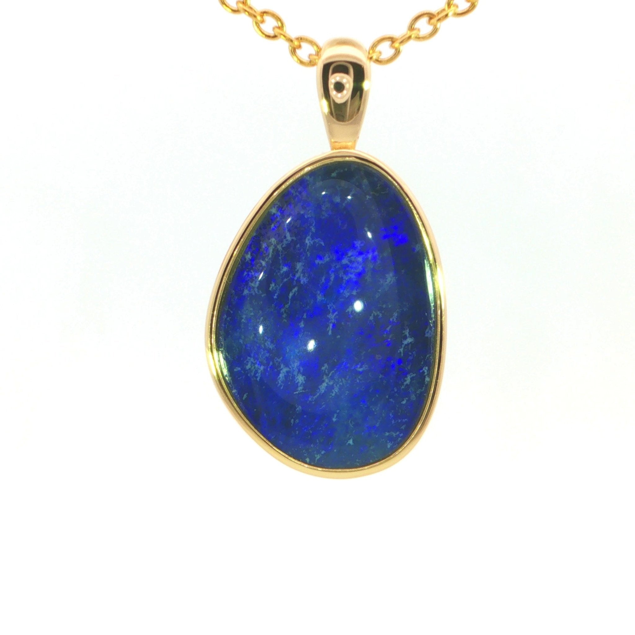 Australian Doublet Opal Pendant set in Gold Plated Sterling Silver - Deep Blue - Australian Opal Cutters and Pearl Divers